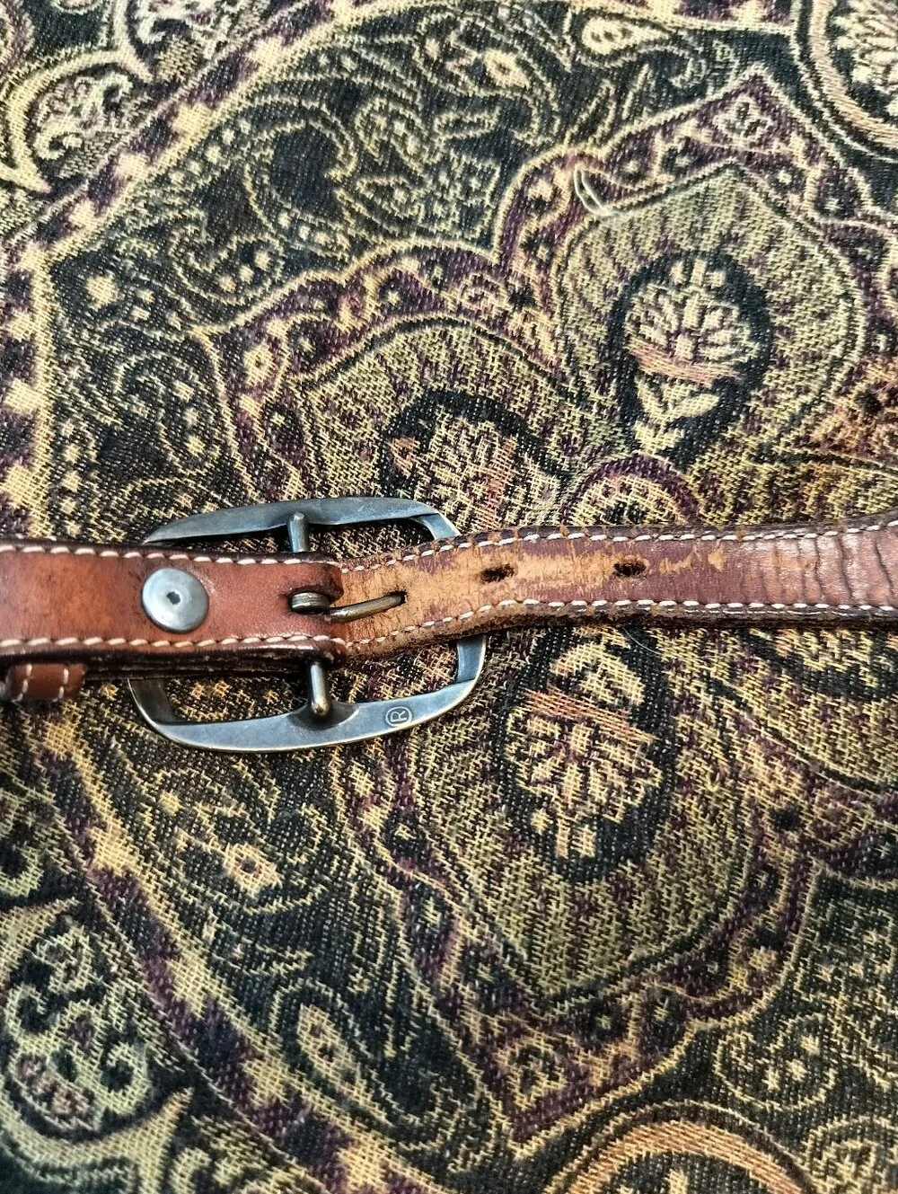 Hand Tooled Leather Western Ranger Belt 36 Aged Honest Wear Strong True Vintage